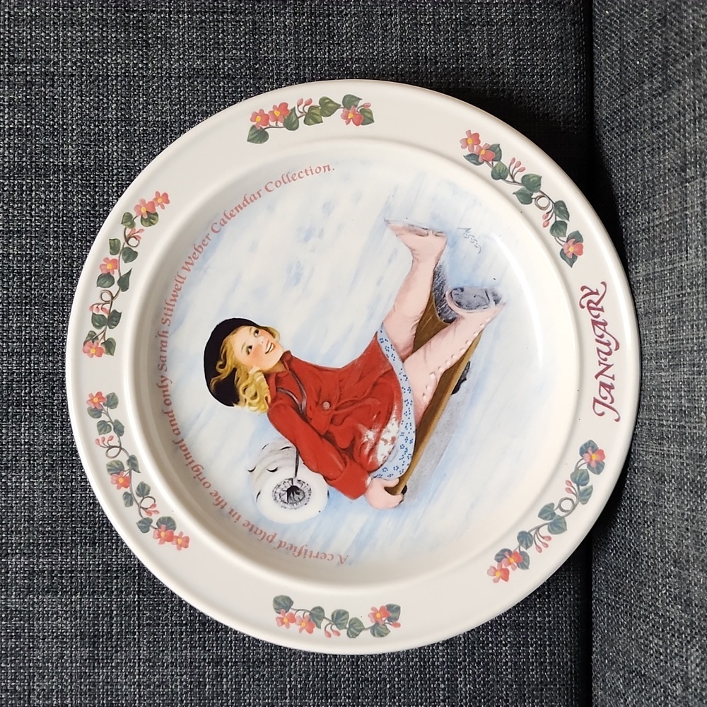 1985 January Calendar Series Plate Collection Sarah Stilwell Weber